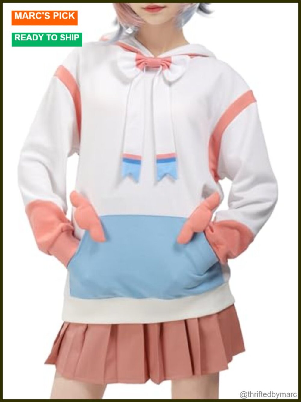 Anime Cosplay Hoodie Sweatshirt with Ears and Tail Halloween Costume